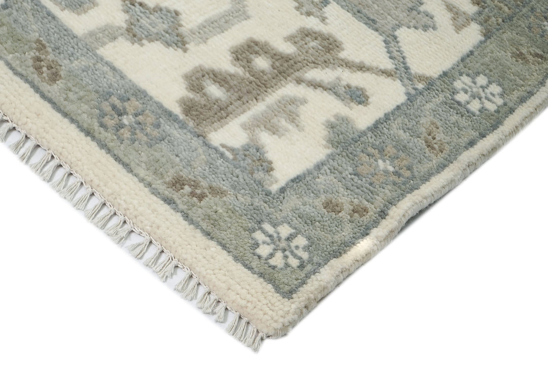 8x10 Ivory, Gray, Beige Color Hand Knotted Oushak Wool Transitional Oriental Rug