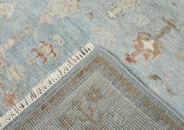 8x10 Blue, Beige, Taupe Color Hand Knotted Oushak Wool Transitional Oriental Rug