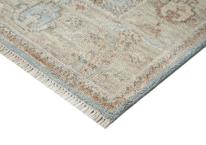 8x10 Blue, Beige, Taupe Color Hand Knotted Oushak Wool Transitional Oriental Rug