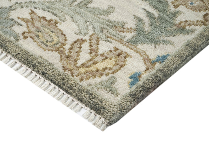 8x10 Beige, Blue, Gray Color Hand Knotted Oushak Wool Transitional Oriental Rug