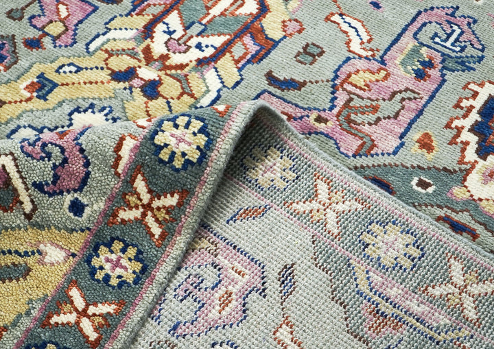 8x10 Gray, Pink, Gold Color Hand Knotted Oushak Wool  Oriental Rug