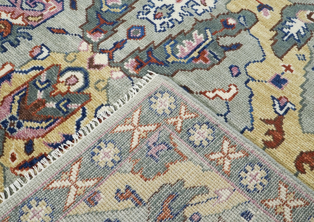 8x10 Gray, Pink, Gold Color Hand Knotted Oushak Wool  Oriental Rug