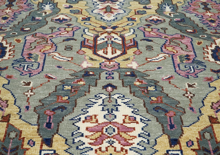 8x10 Gray, Pink, Gold Color Hand Knotted Oushak Wool  Oriental Rug