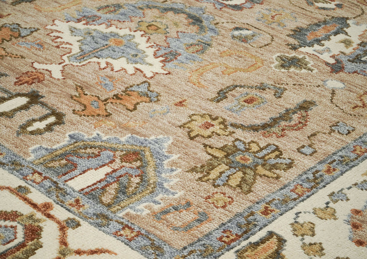 8x10 Mocha, Ivory, Gray Color Hand Knotted Oushak Wool  Oriental Rug