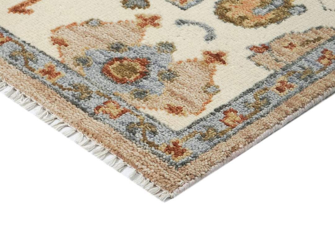 8x10 Mocha, Ivory, Gray Color Hand Knotted Oushak Wool  Oriental Rug