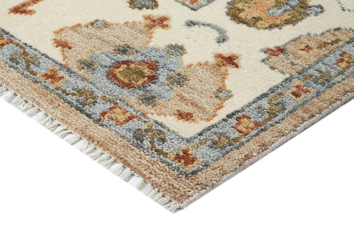 8x10 Mocha, Ivory, Gray Color Hand Knotted Oushak Wool  Oriental Rug