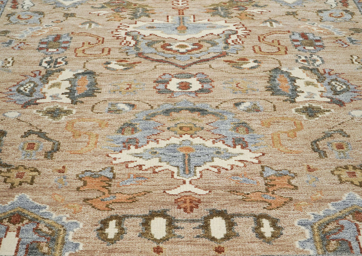 8x10 Mocha, Ivory, Gray Color Hand Knotted Oushak Wool  Oriental Rug