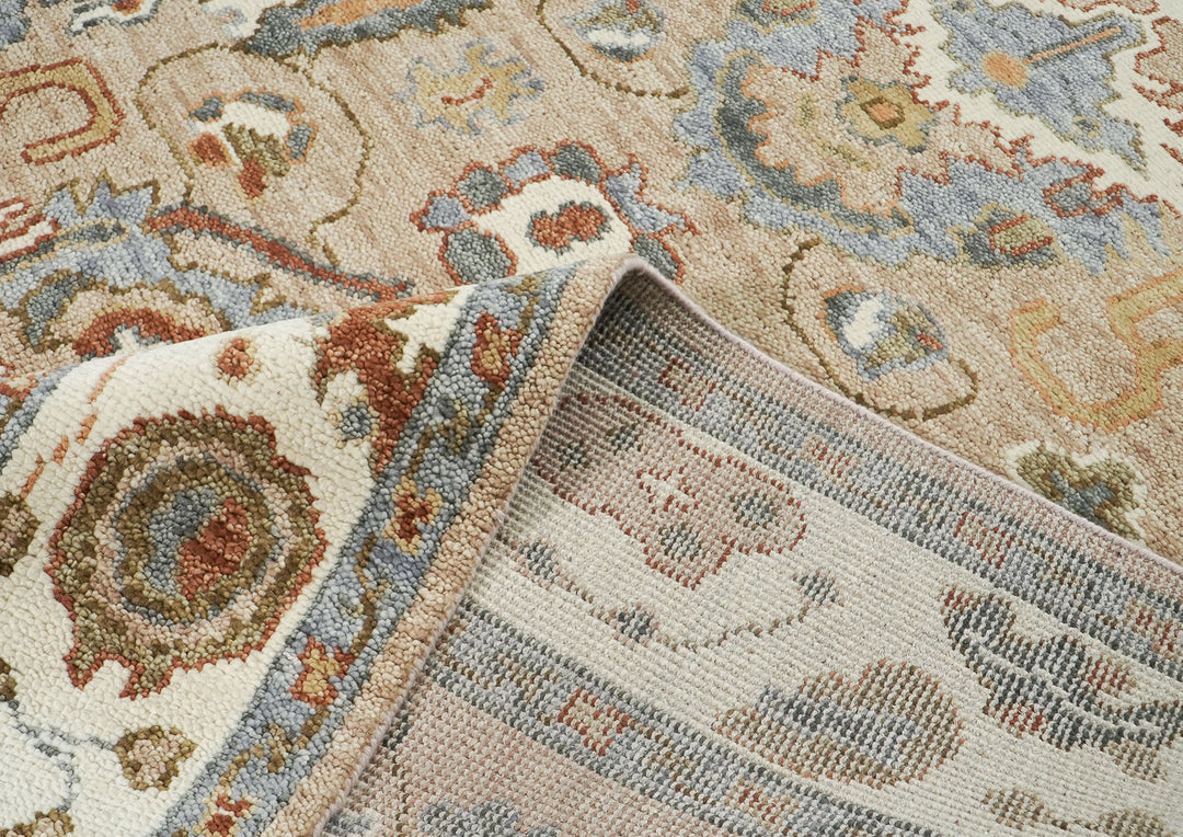 8x10 Mocha, Ivory, Gray Color Hand Knotted Oushak Wool  Oriental Rug