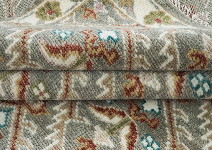 8x10 Gray, Ivory, Rust Color Hand Knotted Oushak Wool Transitional Oriental Rug