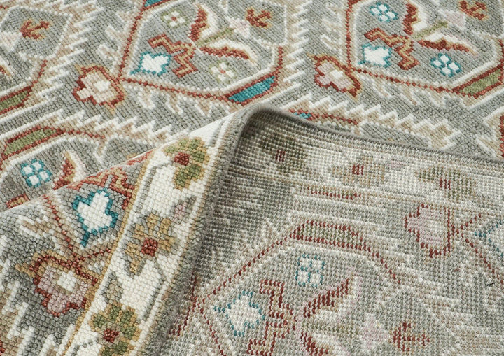 8x10 Gray, Ivory, Rust Color Hand Knotted Oushak Wool Transitional Oriental Rug