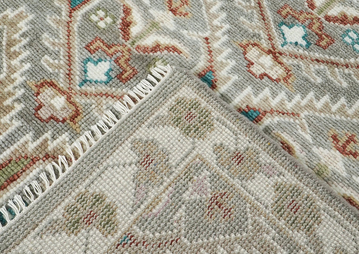8x10 Gray, Ivory, Rust Color Hand Knotted Oushak Wool Transitional Oriental Rug