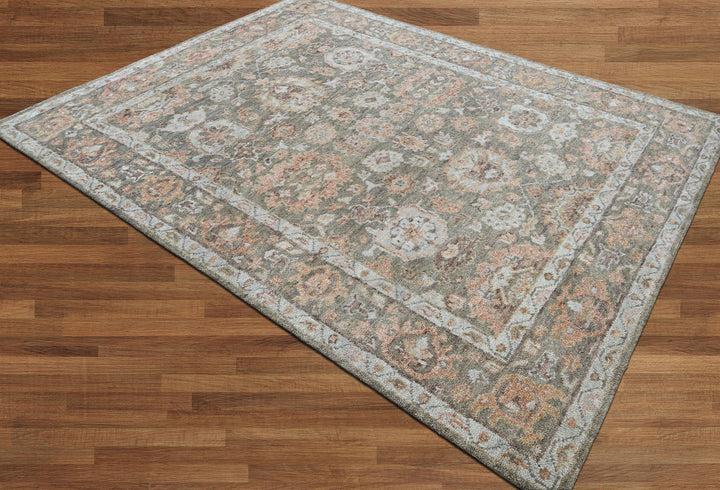 Celeste Rugs Hand Knotted 8x10 Oushak Wool Oriental Area Rug Moss Traditional Design