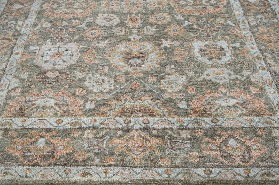 Celeste Rugs Hand Knotted 8x10 Oushak Wool Oriental Area Rug Moss Traditional Design