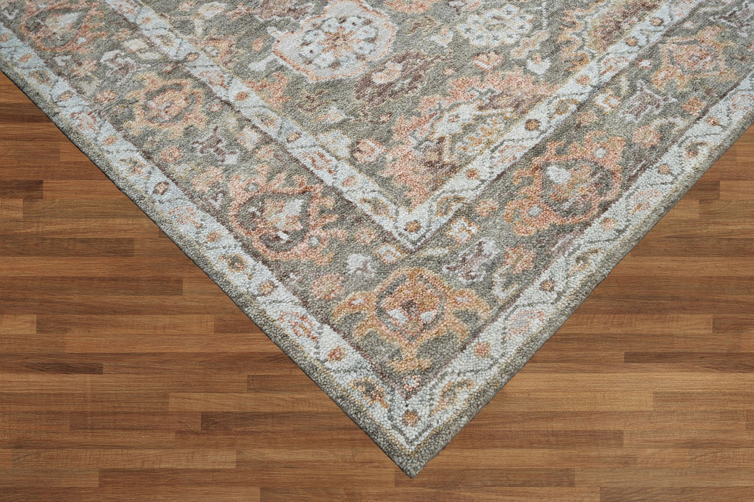 Celeste Rugs Hand Knotted 8x10 Oushak Wool Oriental Area Rug Moss Traditional Design