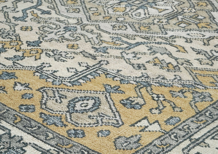 8x10 Ivory, Gold, Gray Color Hand Knotted Oushak Wool Traditional Oriental Rug