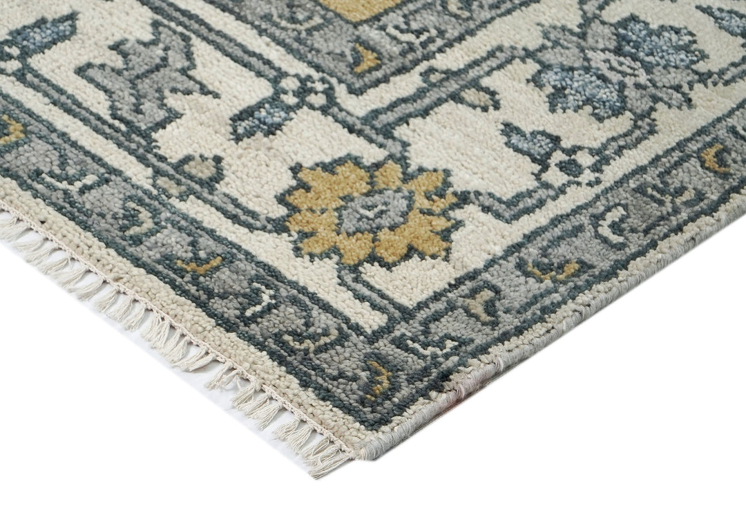 8x10 Ivory, Gold, Gray Color Hand Knotted Oushak Wool Traditional Oriental Rug