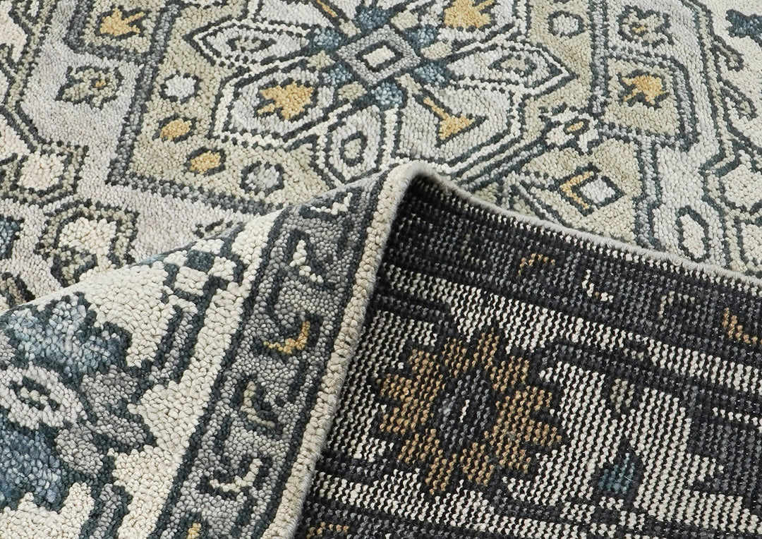 8x10 Ivory, Gold, Gray Color Hand Knotted Oushak Wool Traditional Oriental Rug