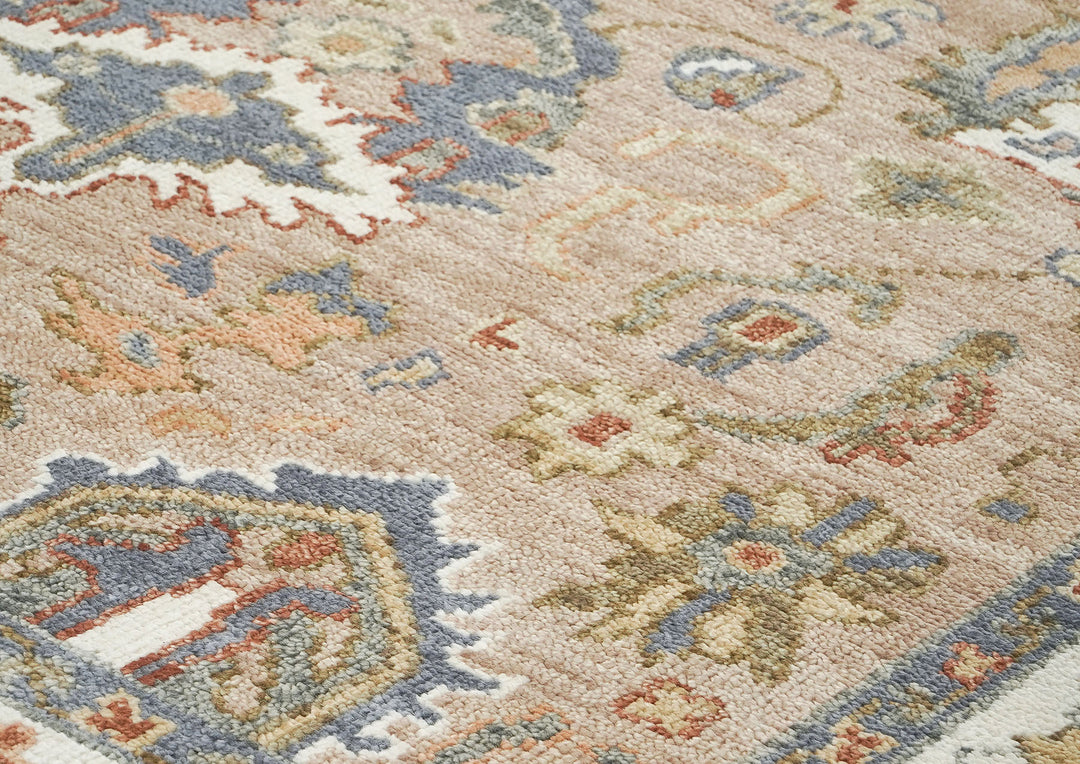 8x10 Mocha, Ivory, Slate Color Hand Knotted Oushak Wool  Oriental Rug