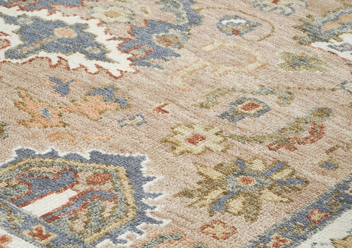 8x10 Mocha, Ivory, Slate Color Hand Knotted Oushak Wool  Oriental Rug