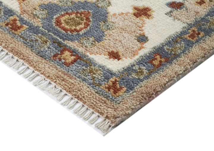 8x10 Mocha, Ivory, Slate Color Hand Knotted Oushak Wool  Oriental Rug