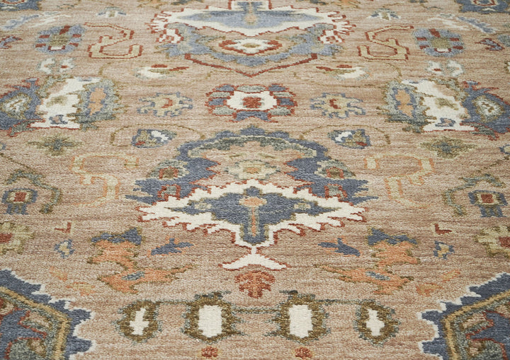 8x10 Mocha, Ivory, Slate Color Hand Knotted Oushak Wool Arts & Crafts Oriental Rug