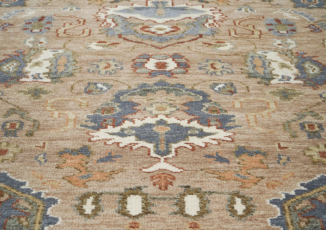 8x10 Mocha, Ivory, Slate Color Hand Knotted Oushak Wool  Oriental Rug