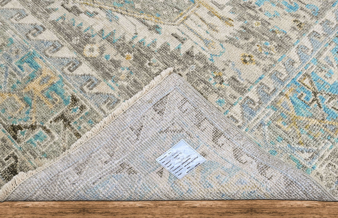 8x10 Gray, Aqua, Blue Color Hand Knotted Oushak Wool  Oriental Rug