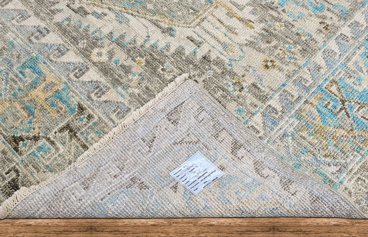 8x10 Gray, Aqua, Blue Color Hand Knotted Oushak Wool  Oriental Rug
