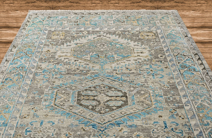 8x10 Gray, Aqua, Blue Color Hand Knotted Oushak Wool  Oriental Rug