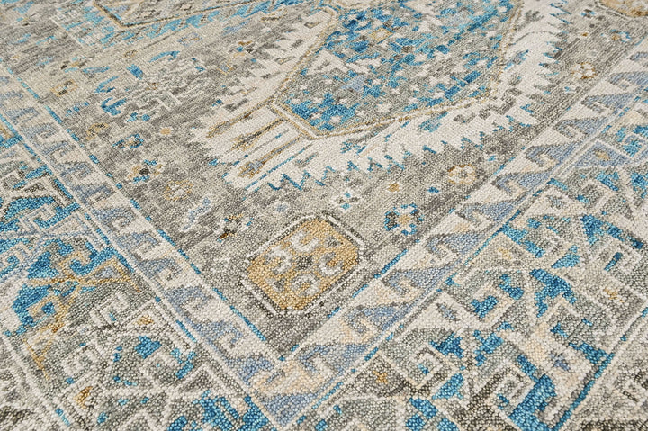 8x10 Gray, Aqua, Blue Color Hand Knotted Oushak Wool  Oriental Rug