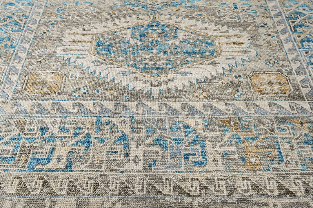 8x10 Gray, Aqua, Blue Color Hand Knotted Oushak Wool  Oriental Rug