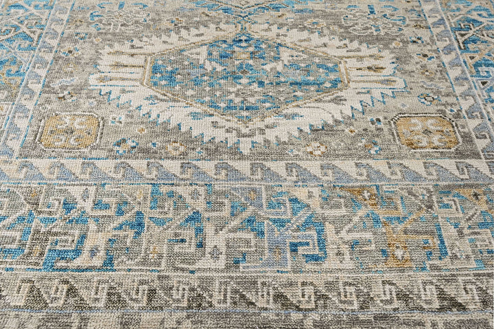 8x10 Gray, Aqua, Blue Color Hand Knotted Oushak Wool  Oriental Rug