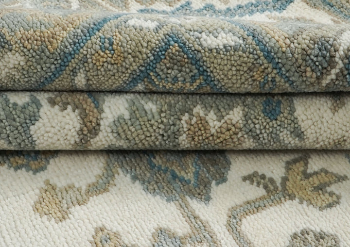 8x10 Ivory, Gray, Taupe Color Hand Knotted Oushak Wool Traditional Oriental Rug