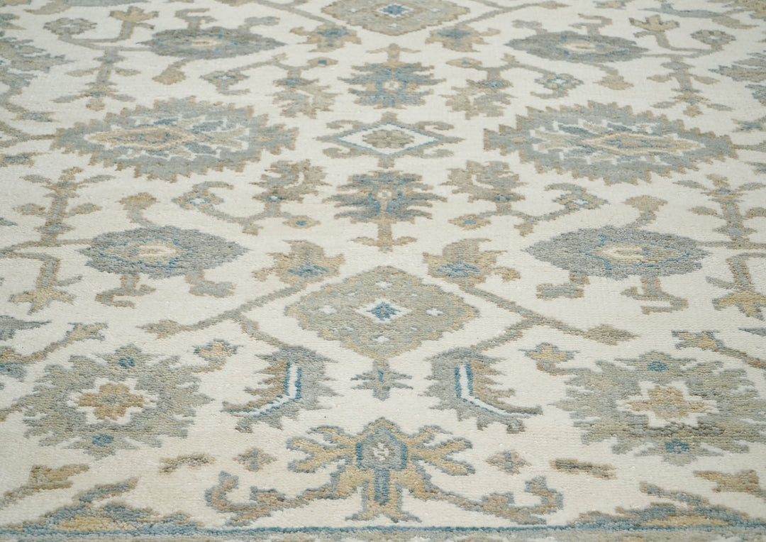 8x10 Ivory, Gray, Taupe Color Hand Knotted Oushak Wool Traditional Oriental Rug