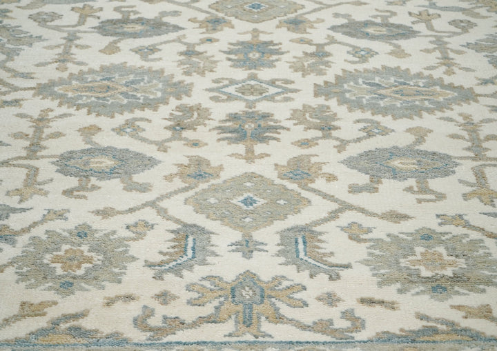 8x10 Ivory, Gray, Taupe Color Hand Knotted Oushak Wool Traditional Oriental Rug