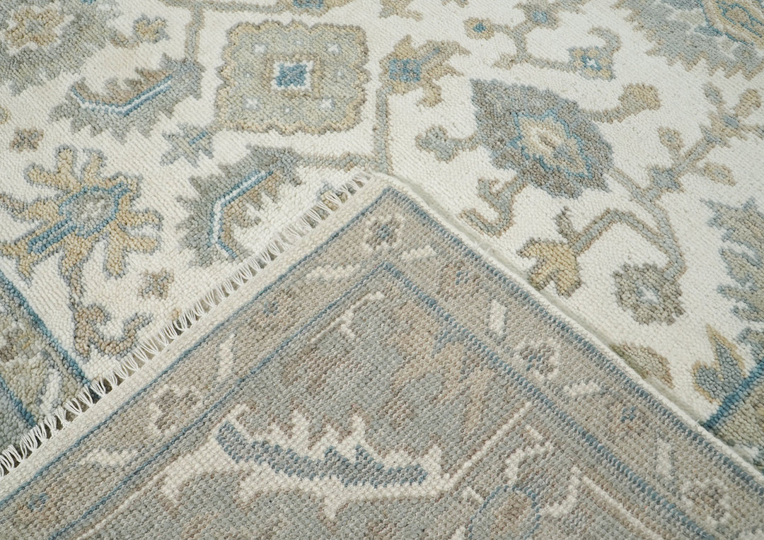 8x10 Ivory, Gray, Taupe Color Hand Knotted Oushak Wool Traditional Oriental Rug