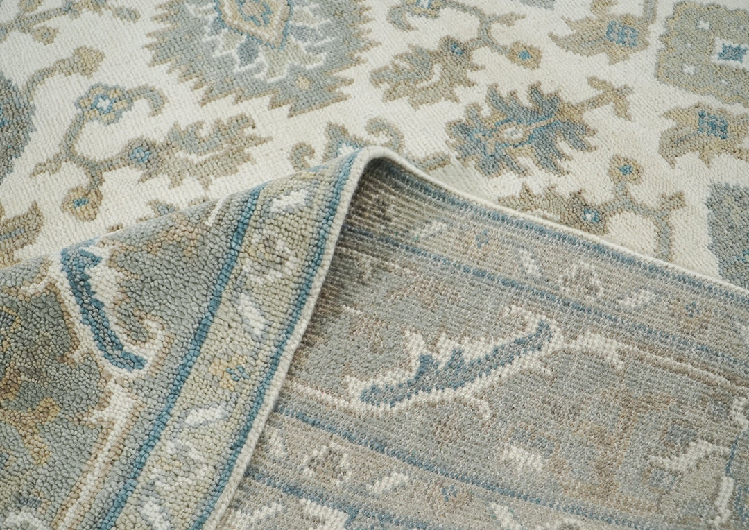 8x10 Ivory, Gray, Taupe Color Hand Knotted Oushak Wool Traditional Oriental Rug