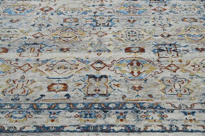 Celeste Rugs Hand Knotted 8x10 Wool Oriental Area Rug Beige with Traditional Turkish Oushak Design.