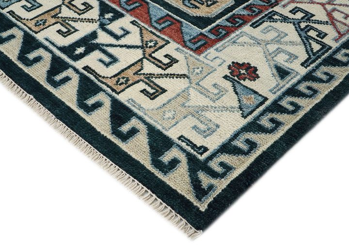 10x14 Dark Blue, Beige, Ivory Color Hand Knotted Oushak Wool Southwestern Oriental Rug