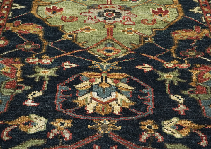 5x8 Blue, Lime, Beige Color Hand Knotted Oushak Wool  Oriental Rug