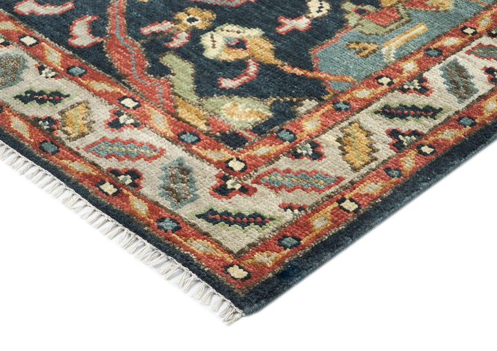 5x8 Blue, Lime, Beige Color Hand Knotted Oushak Wool  Oriental Rug