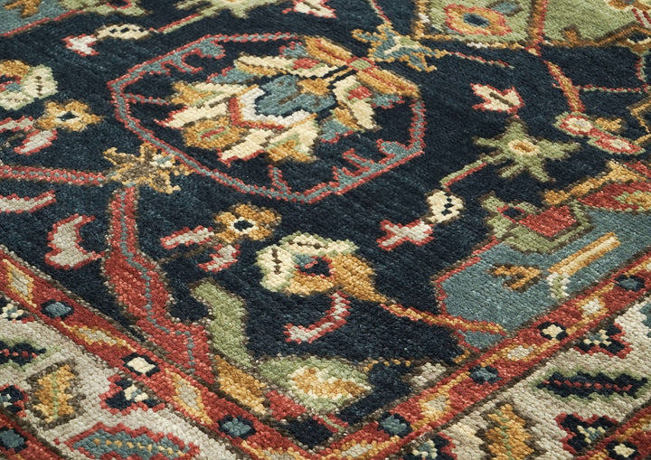 5x8 Blue, Lime, Beige Color Hand Knotted Oushak Wool  Oriental Rug