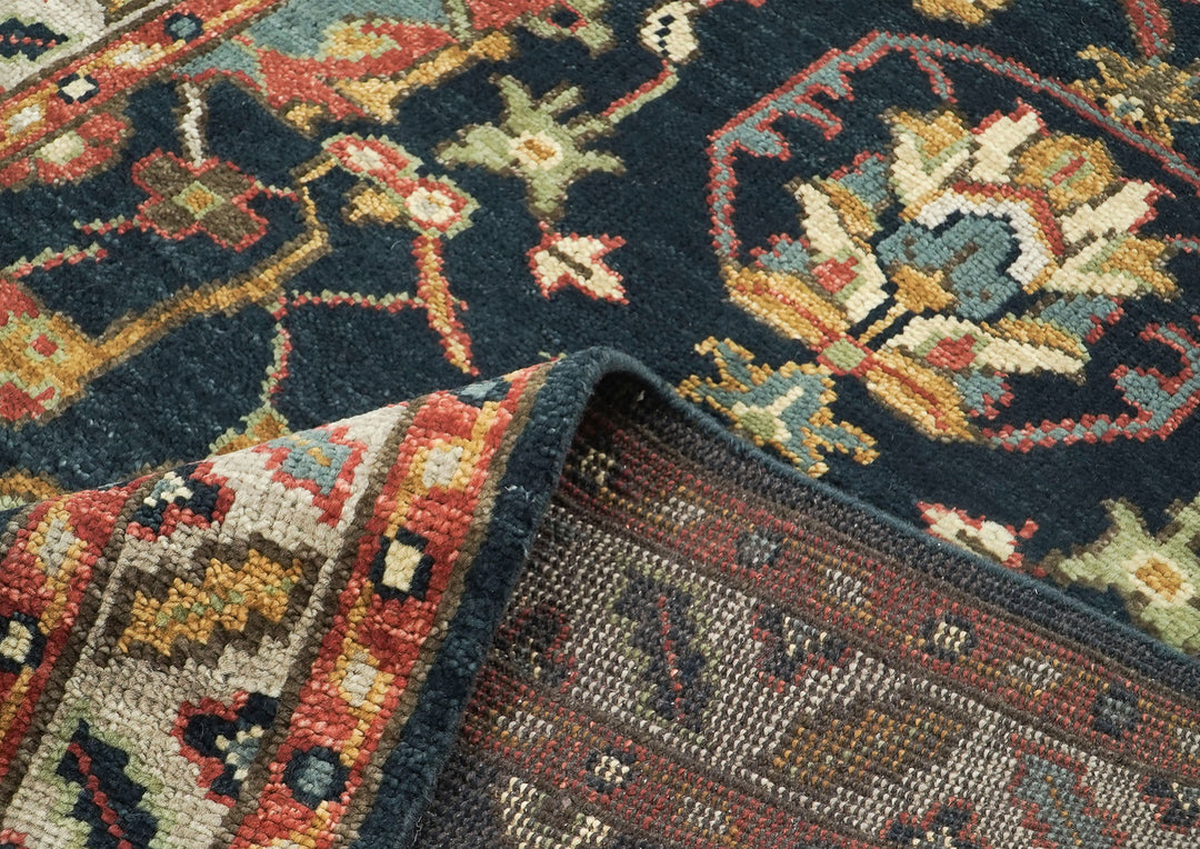 5x8 Blue, Lime, Beige Color Hand Knotted Oushak Wool  Oriental Rug