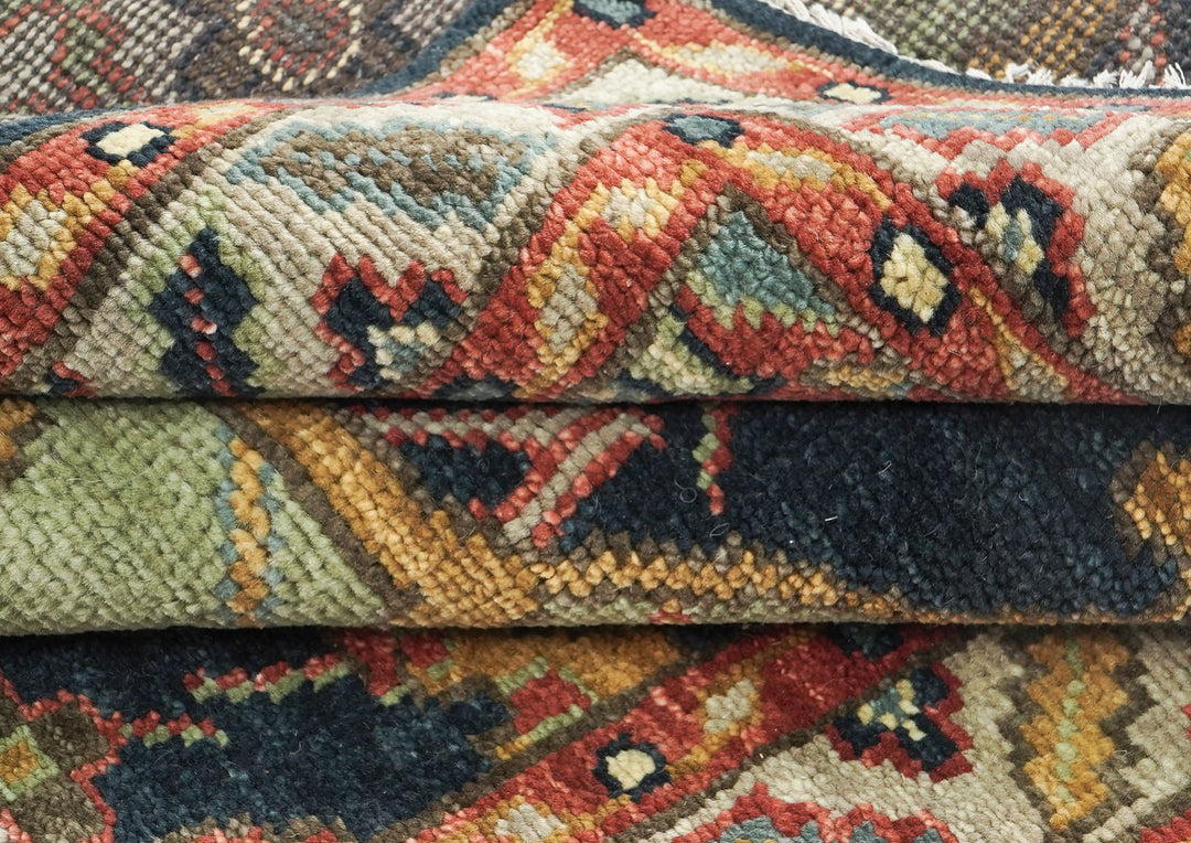 5x8 Blue, Lime, Beige Color Hand Knotted Oushak Wool Arts & Crafts Oriental Rug