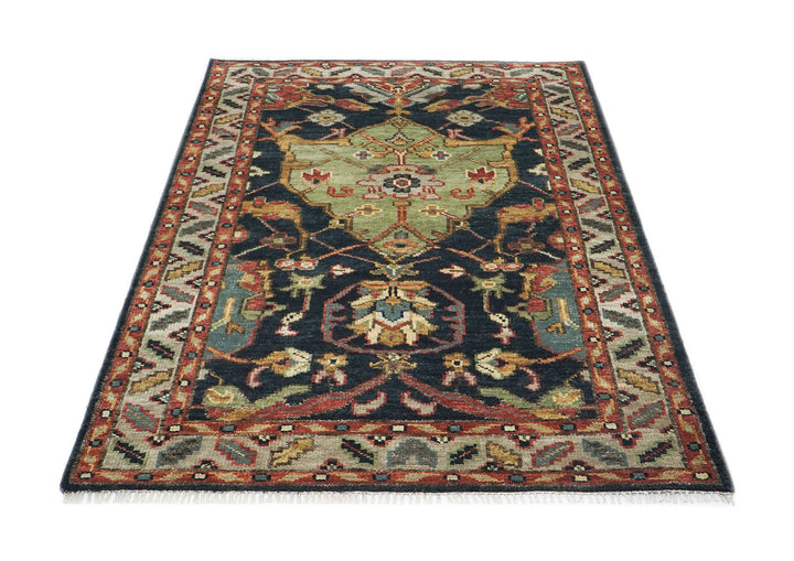 5x8 Blue, Lime, Beige Color Hand Knotted Oushak Wool  Oriental Rug