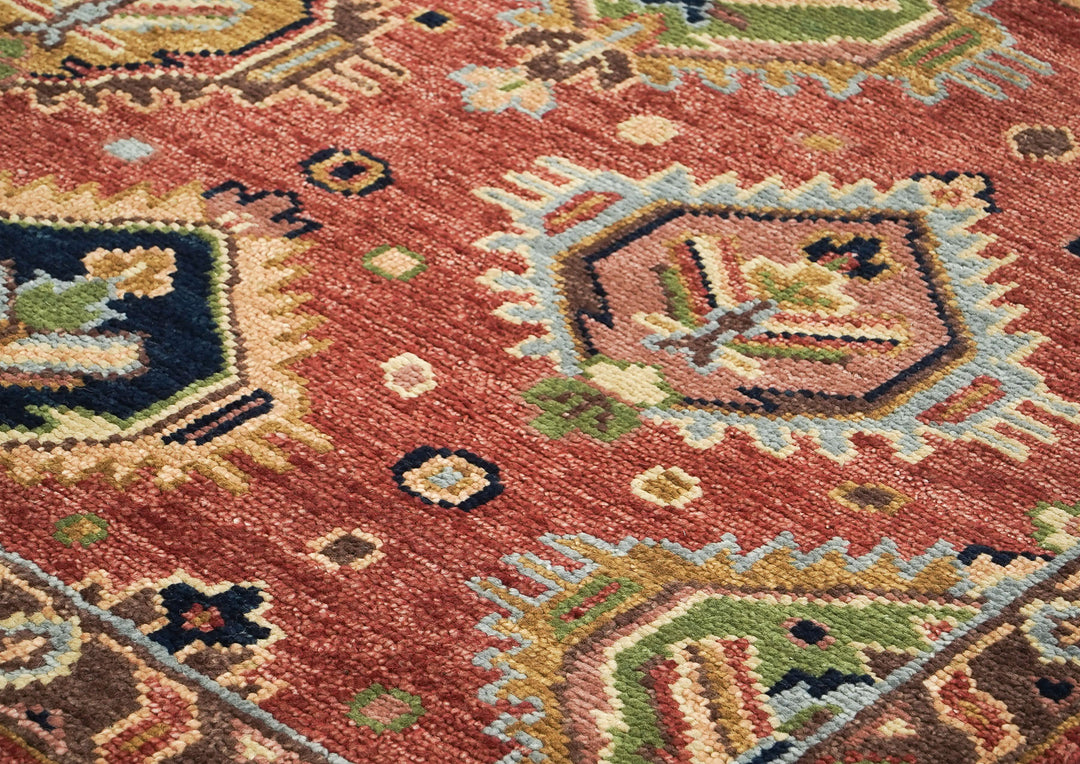 5x8 Rose, Gold, Lime Color Hand Knotted Oushak Wool Arts & Crafts Oriental Rug