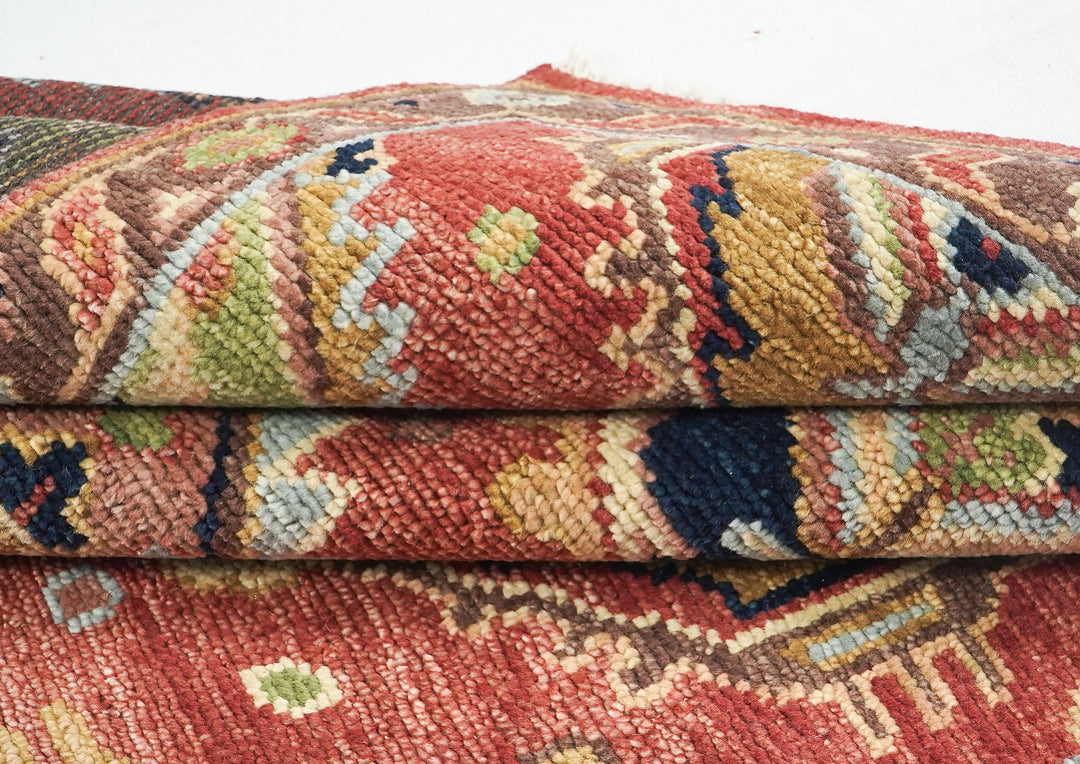 5x8 Rose, Gold, Lime Color Hand Knotted Oushak Wool Arts & Crafts Oriental Rug