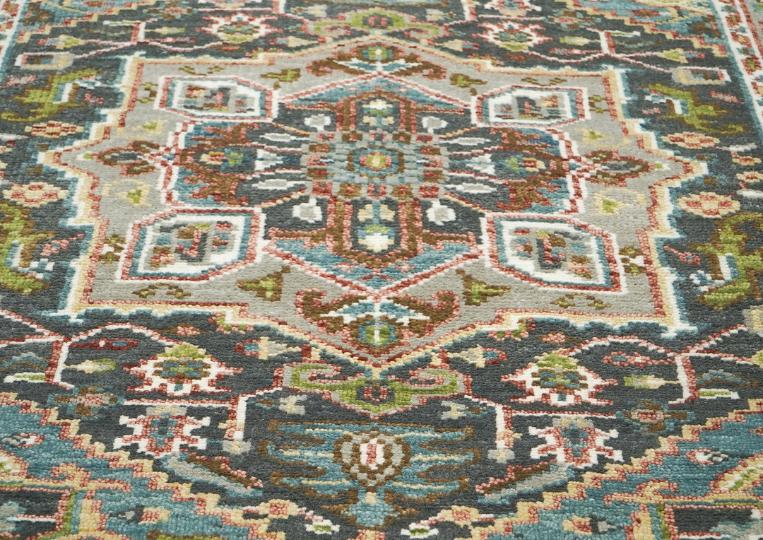 5x8 Gray, Aqua, Slate Color Hand Knotted Oushak Wool Traditional Oriental Rug