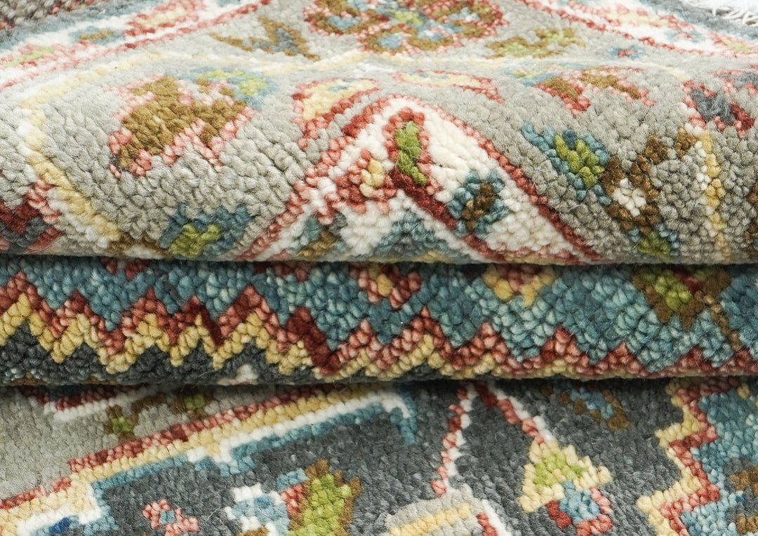 5x8 Gray, Aqua, Slate Color Hand Knotted Oushak Wool Traditional Oriental Rug