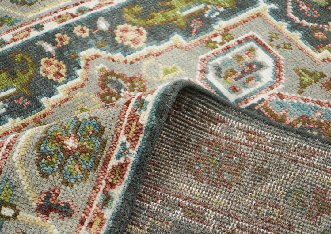 5x8 Gray, Aqua, Slate Color Hand Knotted Oushak Wool Traditional Oriental Rug